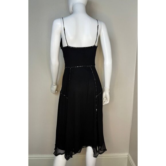 Vintage Y2K Betsey Johnson Black Sequin Slip Dress with Zig Zag Hem, XS/Small - Picture 5 of 6